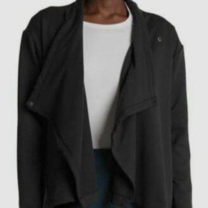 New Balance Women's Black Long-Sleeve Draped Asymmetrical Jacket